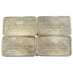 4x Vintage Jacques Cartier Mint - Canada 1oz Fine Silver Bar Collection (TAX Exempt). 4pcs.