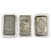 Image 1 : 1982, 1983, 1987 National Mint 1oz Fine Silver Art Bar Collection (TAX Exempt). 3pcs.