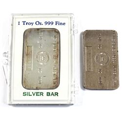 2x Vintage Royal Canadian Mint 1oz 'B' Series Fine Silver Bars (TAX Exempt). Serial #B003638, and #B