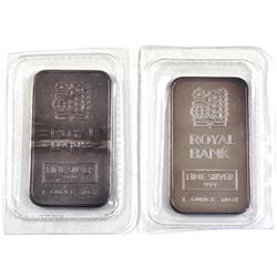 Rare! 2x Johnson Matthey 'Royal Bank' 1oz Fine Silver Bars Sealed (TAX Exempt). Low Serial #000714,