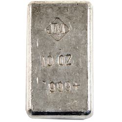 Rare Johnson Matthey 10oz Fine Silver Bar with Stampings on Reverse (TAX Exempt). 10oz example produ