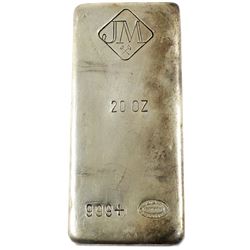 Johnson Matthey - Canada 20oz Fine Silver Bar with 'Large Logo' (TAX Exempt).