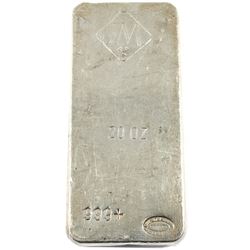 Scarce Johnson Matthey - Canada 20oz Fine Silver Bar Reverse Stamping 'Large Logo' (TAX Exempt). 10o