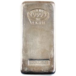 Johnson Mattey 1 Kilo Poured Silver Bar, .999 Pure with "SLC" stamped within Logo. Serial #004455 (1