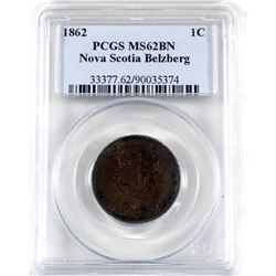 Nova Scotia 1-cent 1862 Belzberg PCGS Certified MS-62 Brown.