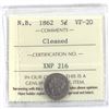 Image 1 : New Brunswick 5-cent 1862 ICCS Certified VF-20 (cleaned)