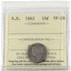 Image 1 : New Brunswick 10-cent 1862 ICCS Certified VF-20. An attractive mid-grade Key Date coin.