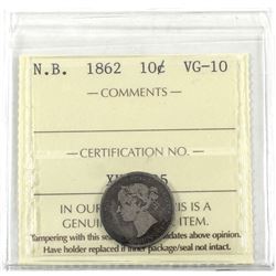 New Brunswick 10-cent 1862 ICCS Certified VG-10. *Key Date*