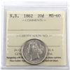 Image 1 : New Brunswick 20-cent 1862 ICCS Certified MS-60.