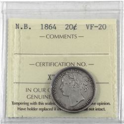 New Brunswick 20-cent 1864 ICCS Certified VF-20.