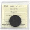 Image 1 : Newfoundland 1-cent 1880 Oval 0 ICCS Certified F-15.
