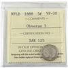 Image 1 : Newfoundland 5-cent 1888 Obv. 3, ICCS Certified VF-20. *Scarce Obverse*