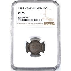 Newfoundland 10-cent 1885 NGC Certified VF-25.