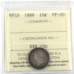 Newfoundland 10-cent 1888 ICCS Certified VF-20 *Key Date*