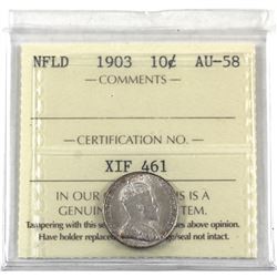 Newfoundland 10-cent 1903 ICCS Certified AU-58.