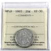 Image 1 : Newfoundland 20-cent 1865 ICCS Certified VF-30