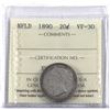 Image 1 : Newfoundland 20-cent 1890 ICCS Certified VF-30
