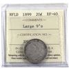 Image 1 : Newfoundland 20-cent 1899 Large 9s ICCS Certified EF-40