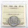 Image 1 : Newfoundland 20-cent 1900 ICCS Certified EF-45. Bright attractive coin with mint luster throughout t
