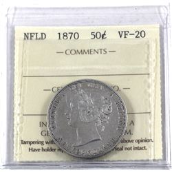 Newfoundland 50-cent 1870 ICCS Certified VF-20