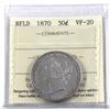 Image 1 : Newfoundland 50-cent 1870 ICCS Certified VF-20