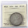 Image 1 : Newfoundland 50-cent 1874 ICCS Certified VF-20