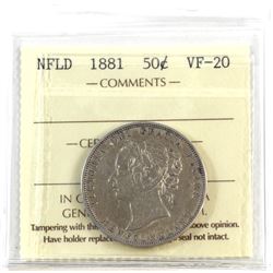 Newfoundland 50-cent 1881 ICCS Certified VF-20
