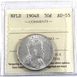 Newfoundland 50-cent 1904H ICCS Certified AU-55. Lots of original Mint Luster throughout.