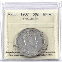 Newfoundland 50-cent 1907 ICCS Certified EF-45