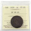 Image 1 : 1-cent 1859 DP N9 #1 ICCS Certified VF-20. *Scarce Variety*