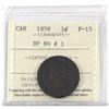 Image 1 : 1-cent 1859 DP N9 #1 ICCS Certified F-15 *Scarce Variety type*