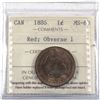 Image 1 : 1-Cent 1886 Obverse 1 ICCS Certified MS-63 Red. A nice Mint State example of a scarcer variety.