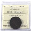 Image 1 : 1-cent 1891 SL SD, Obverse 2 ICCS Certified VF-30