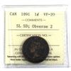Image 1 : 1-cent 1891 SL SD, Obverse 2 ICCS Certified VF-20
