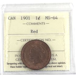 1-cent 1901 ICCS Certified MS-64 RED