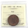 Image 1 : 1-cent 1901 ICCS Certified MS-64 RED