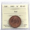 Image 1 : 1-cent 1903 ICCS Certified MS-65 RED! A sharp coin with strong strike details.