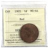Image 1 : 1-cent 1905 ICCS Certified MS-64 RED! A nearly full Red coin with soft satin fields and great strike