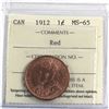 Image 1 : 1-cent 1912 ICCS Certified MS-65 RED! Attractive medium to deep red tones.