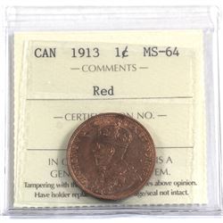1-cent 1913 ICCS Certified MS-64 RED.