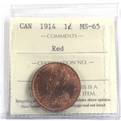 1-cent 1914 ICCS Certified MS-65 RED!