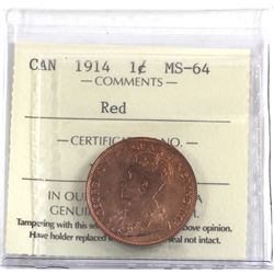 1-cent 1914 ICCS Certified MS-64 RED!