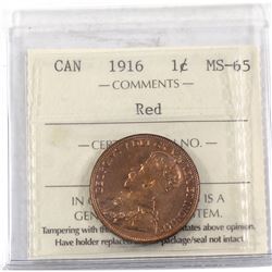 1-cent 1916 ICCS Certified MS-65 RED! Beautiful Burnt Orange Luster.