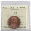 Image 1 : 1-cent 1918 ICCS Certified MS-65 RED