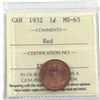 Image 1 : 1-cent 1932 ICCS Certified MS-65 RED! Frosted satin fields with near full red throughout.
