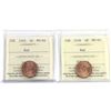 Image 1 : 1-cent 1935 & 1936 both ICCS Certified MS-64 RED! A choice set of the last 2 years of George 5th iss