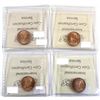 Image 2 : 1-cent 1937, 1938, 1939 & 1940 ICCS Certified MS-65. 4pcs