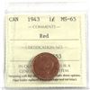 Image 1 : 1-cent 1943 ICCS Certified MS-65 RED!