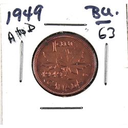 1-cent 1949 A to Denticle Brilliant Uncirculated.