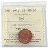 Image 1 : 1-cent 1951 ICCS Certified MS-65